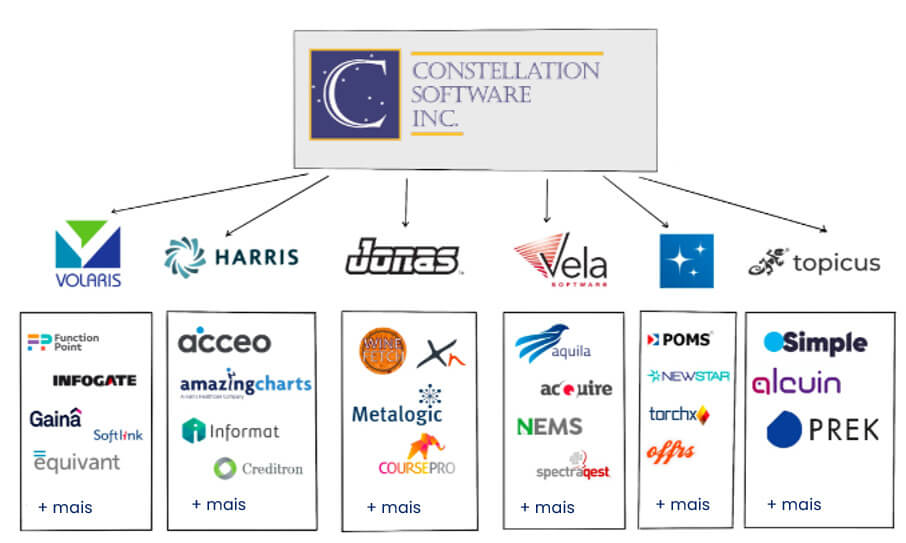 Gráfico mostra as subsidiárias da Constellation Software Inc.